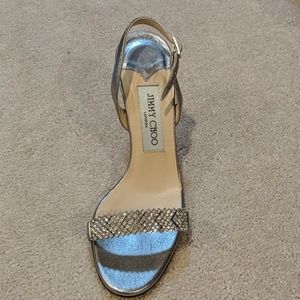 JIMMY CHOO Crystal Strap silver heel